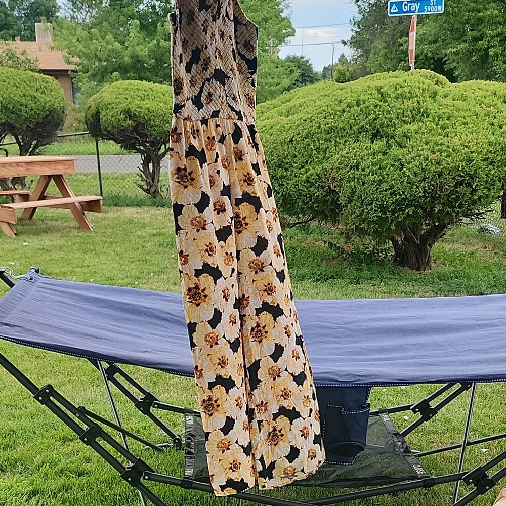 Maurices Black and Yellow Smocked Dress